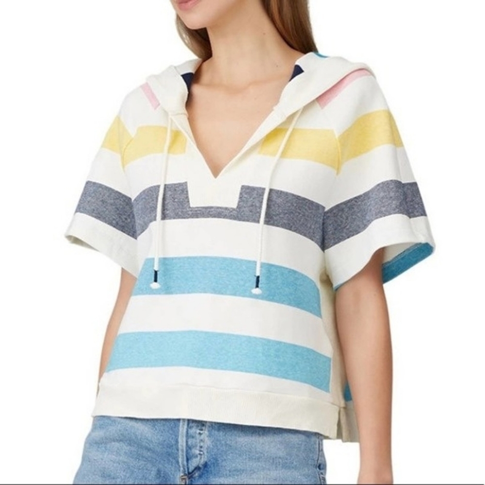 Splendid x Gray Womens Malin Striped Short Sleeve Shoreline Hoodie Size XL